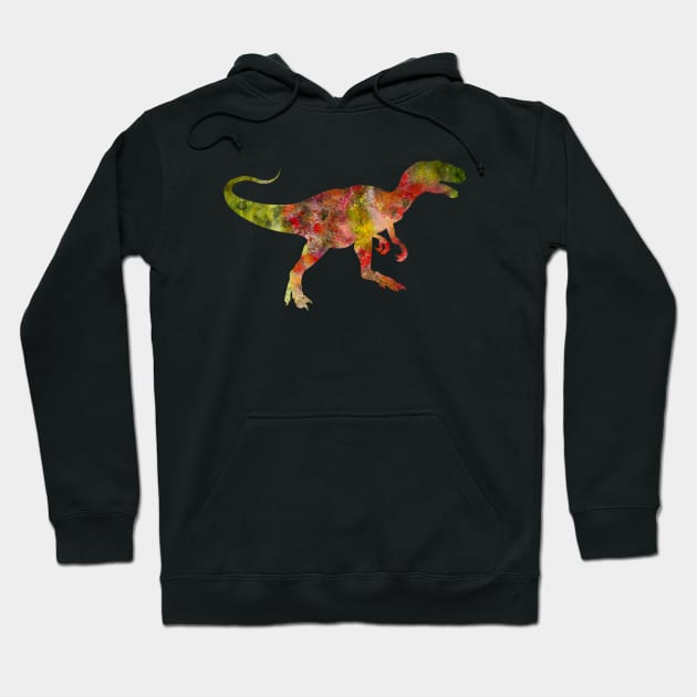 Allosaurus Watercolor Painting Hoodie by Miao Miao Design